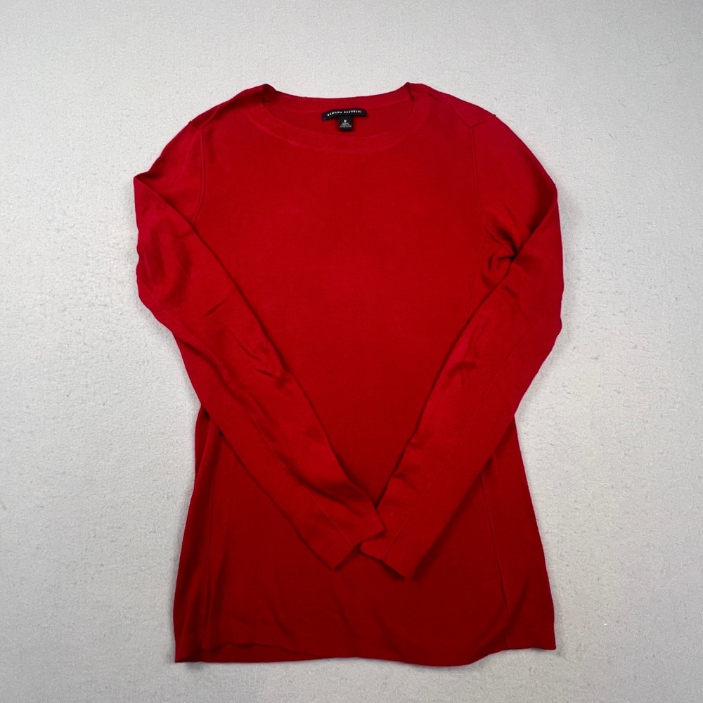 Banana Republic Sweater Womens M Red Long Sleeve Crew Neck Knit Casual Classic